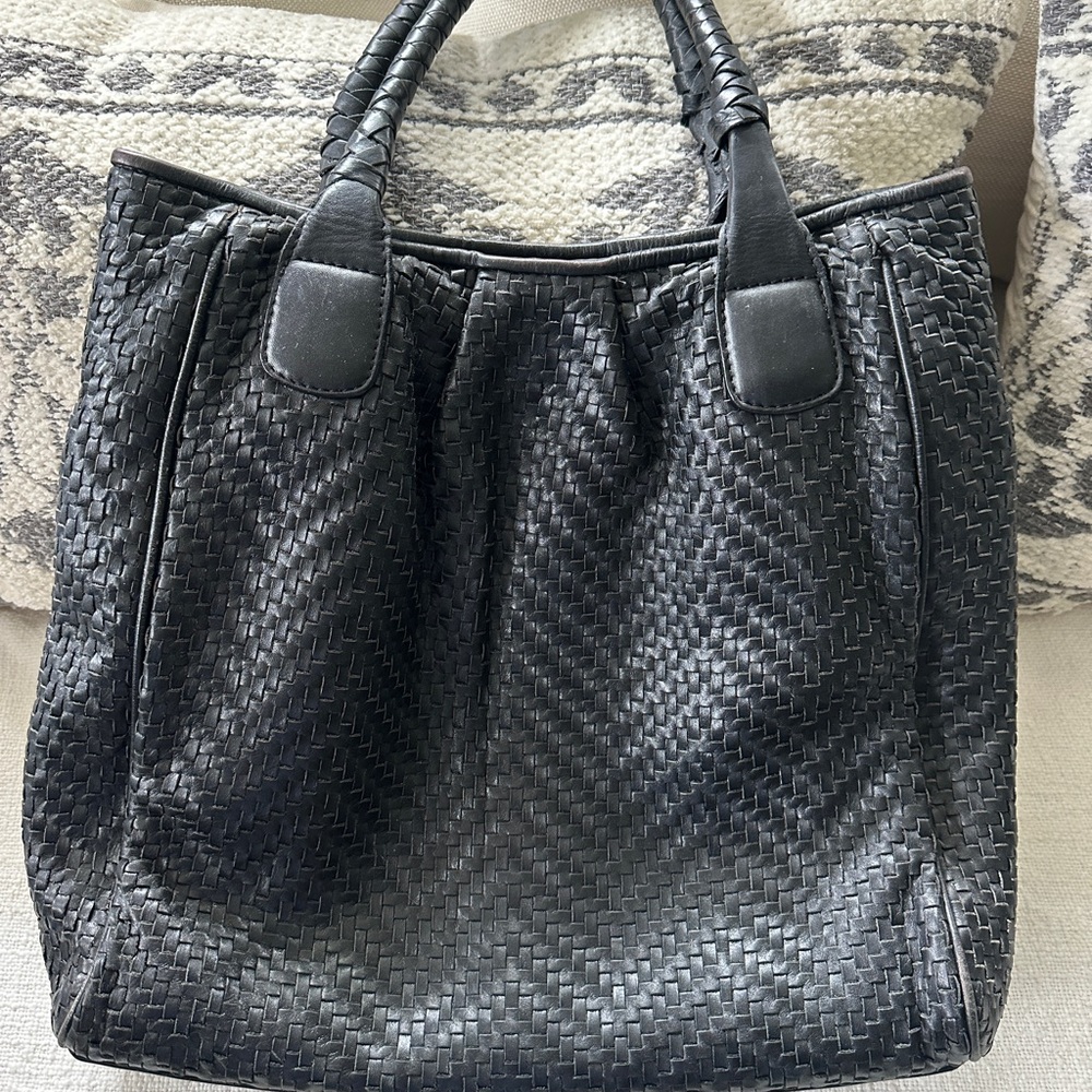 Elegant Black Woven Tote Bag